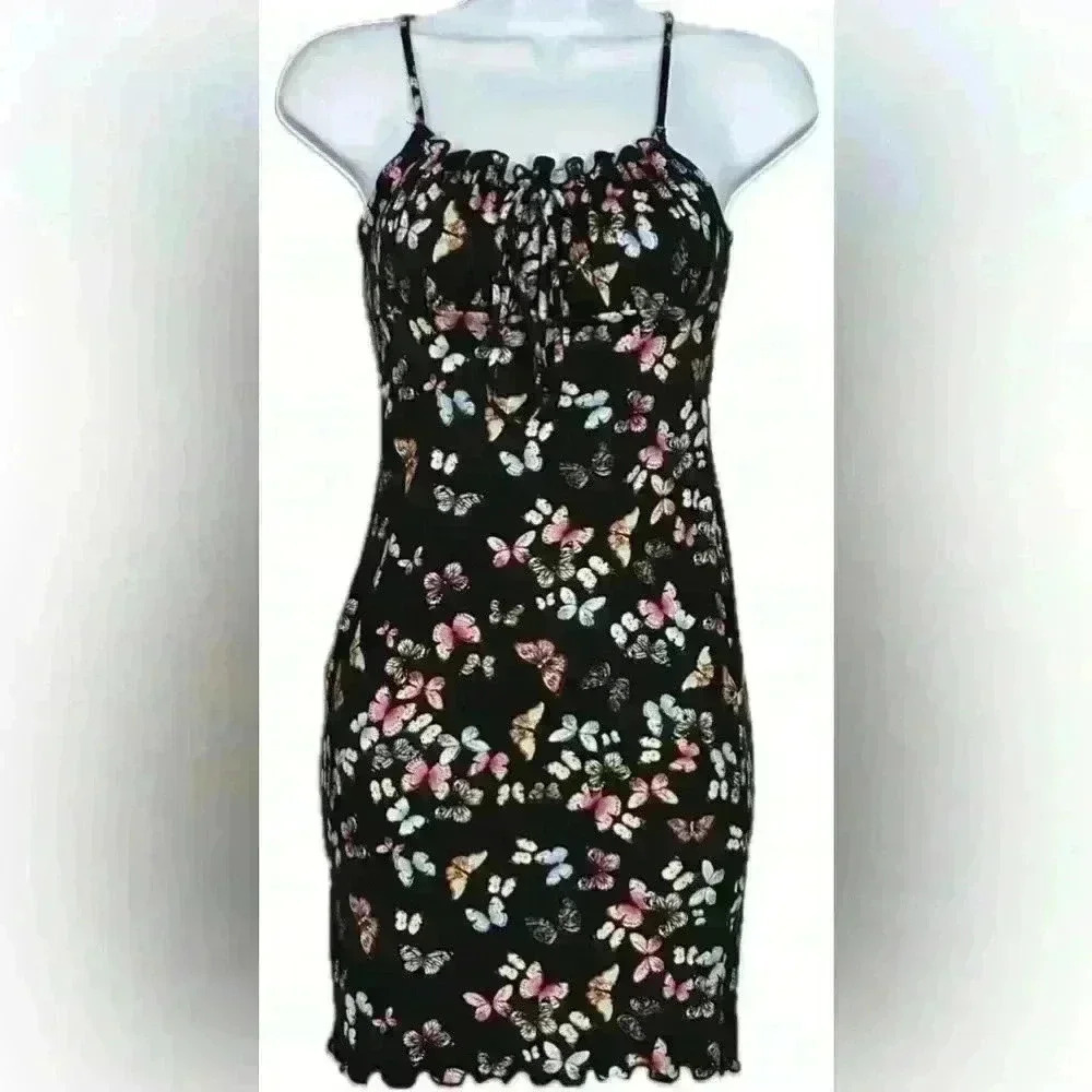 Liz and Sara Butterfly Print Fitted Dress (402)